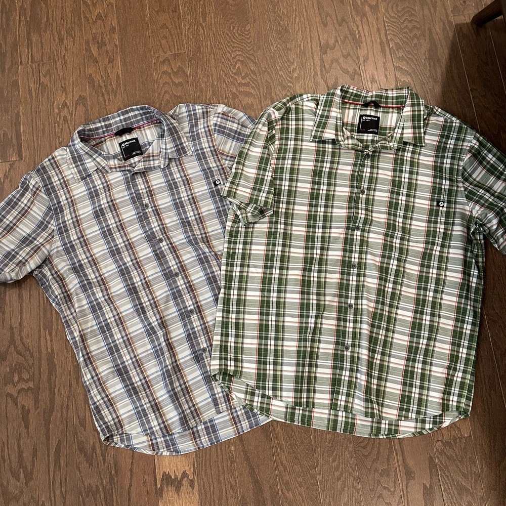 Marmot Casual Button Down Shirts in Green and Blue